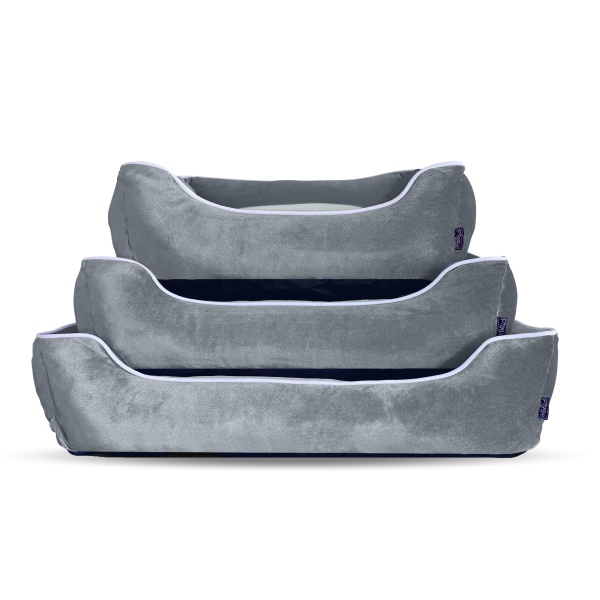 Luxe Grey Velvet Dog Bed